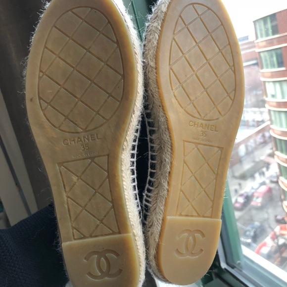 🚫SOLD AUTH Chanel Black Pebbled Espadrilles 35 5 - Picture 7 of 8